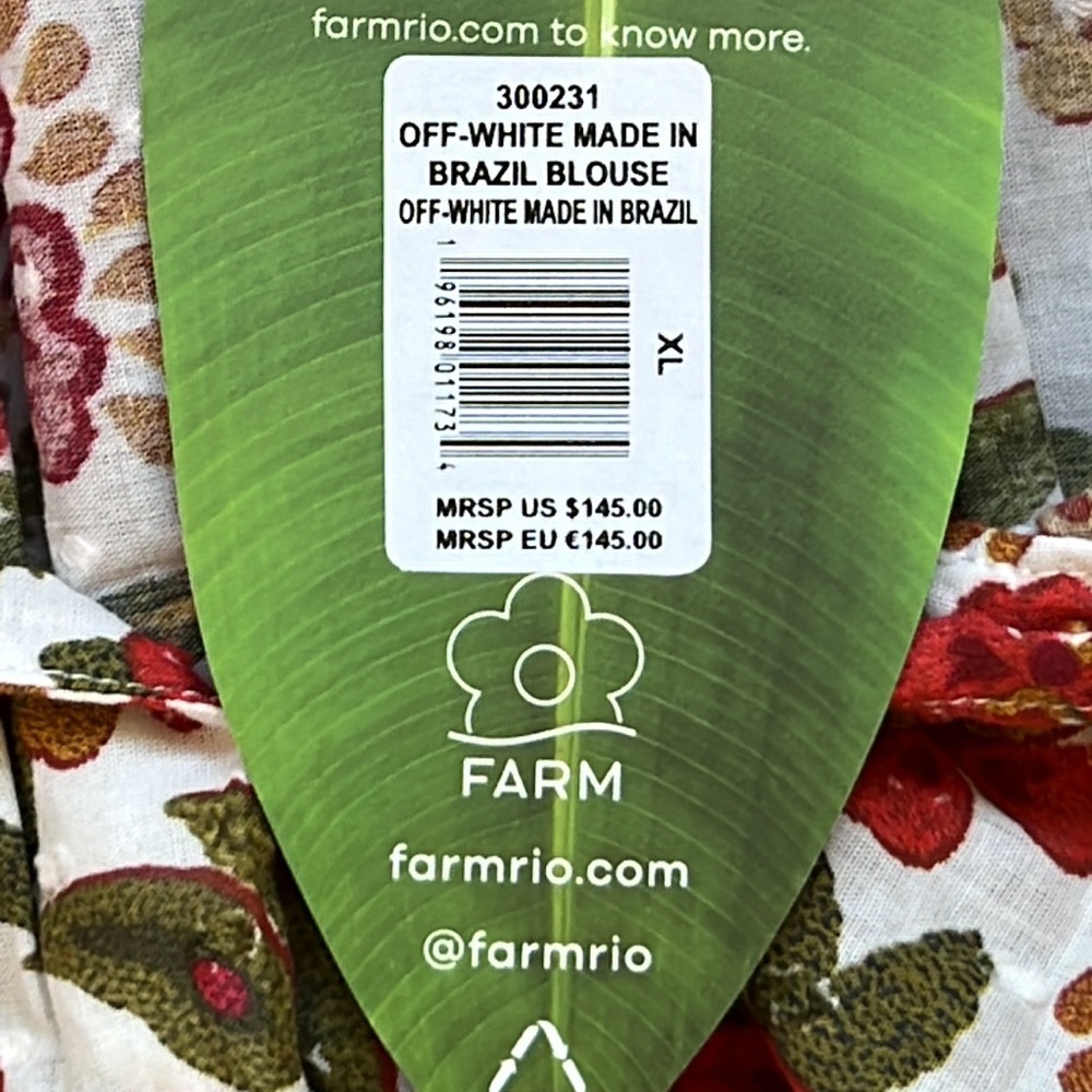 FARM RIO Off White Made In Brazil Blouse - Picture 12 of 14